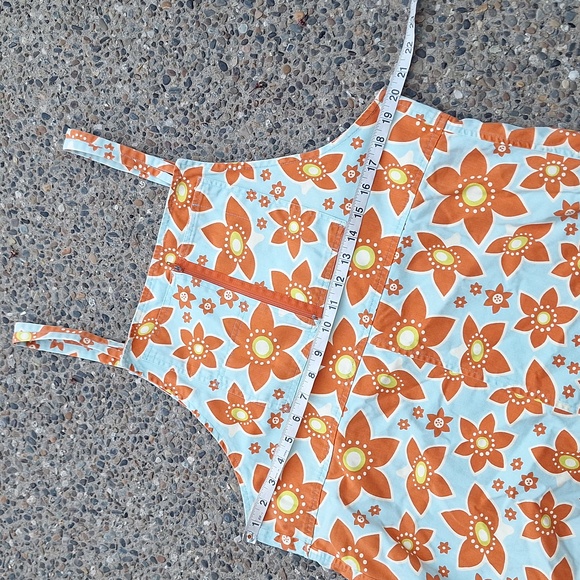 Vintage 70s Floral Cotton Overall Hippie Dress Whimsical Colorful L/XL - Picture 8 of 11